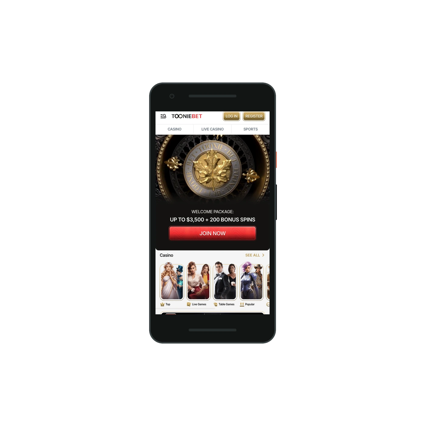 ToonieBet casino application